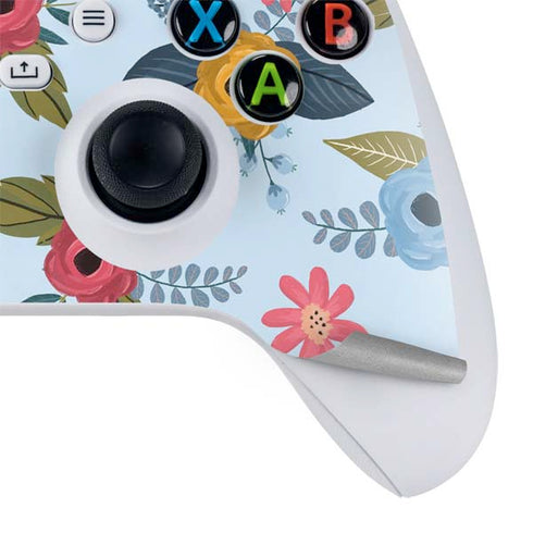 Blue Fall Flowers Xbox Series S Controller Skin